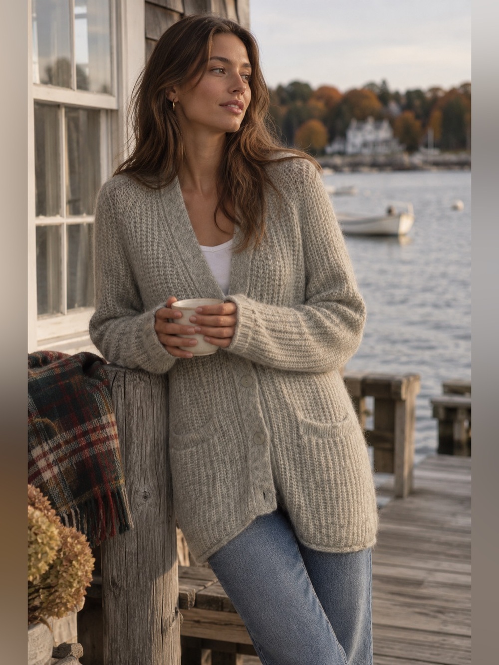 Rag & Bone Grey Merino Wool Alpaca V-Neck Cardigan Sweater Size S